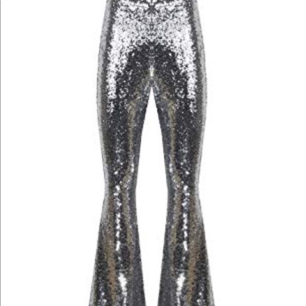 Limited supply dead stock and Luxury glam silver sequin glitter bell bottoms - Picture 3 of 3
